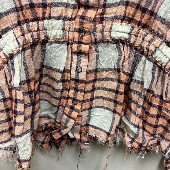 We the Free Free People Plaid Boho Button Up Top Sz S Small - Picture 6 of 7